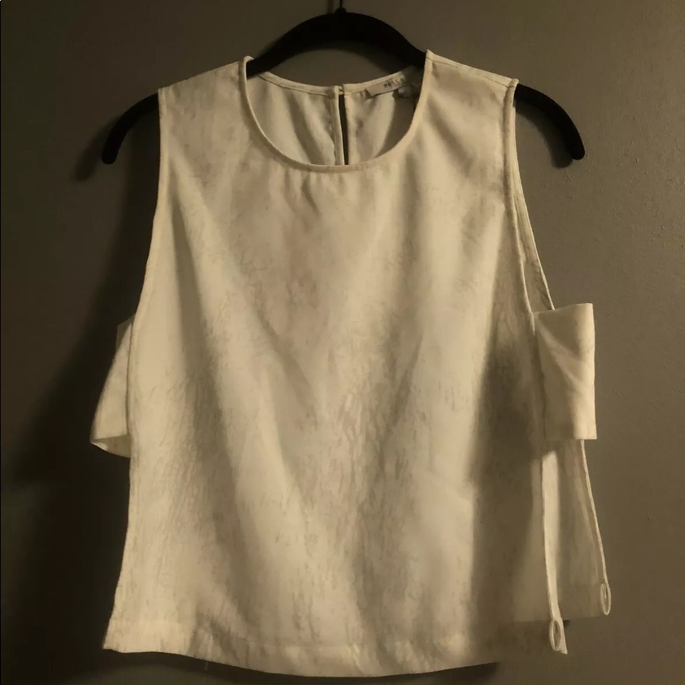 Bella Luxx Side Cut Out Tank White and Grey - Picture 2 of 8